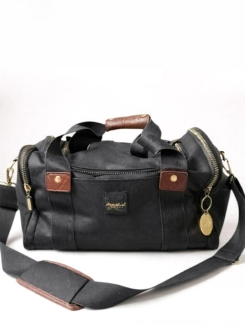 Eddie Bauer RipStop Bygone Duffel Bag Vintage Travel Carry-on W/ Leather Accent